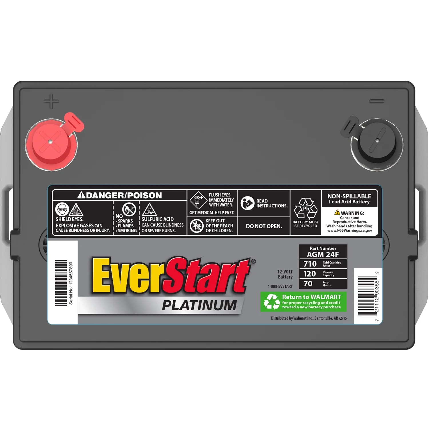 Batería para automóvil EverStart Platinum AGM, grupo 24F, 12 V, 750 A (CCA)