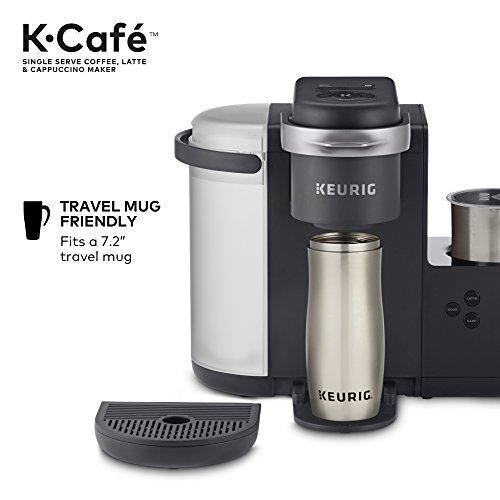 Keurig K-Cafe Cafetera de Una Taza K-Cup, para Café, Latte y Cappuccino, Incluye Espumador Apto para Lavavajillas, Capacidad para Shot de Café, Compatible con Todas las Cápsulas K-Cup, Carbón Oscuro