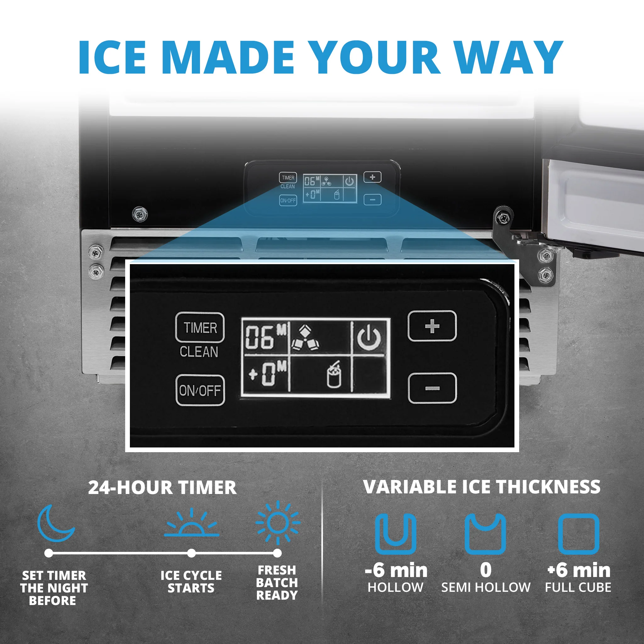 2025 Máquina de Hielo Empotrable Newair® para el Hogar – Hielos Transparentes, 80 lb/día – Acero Inoxidable