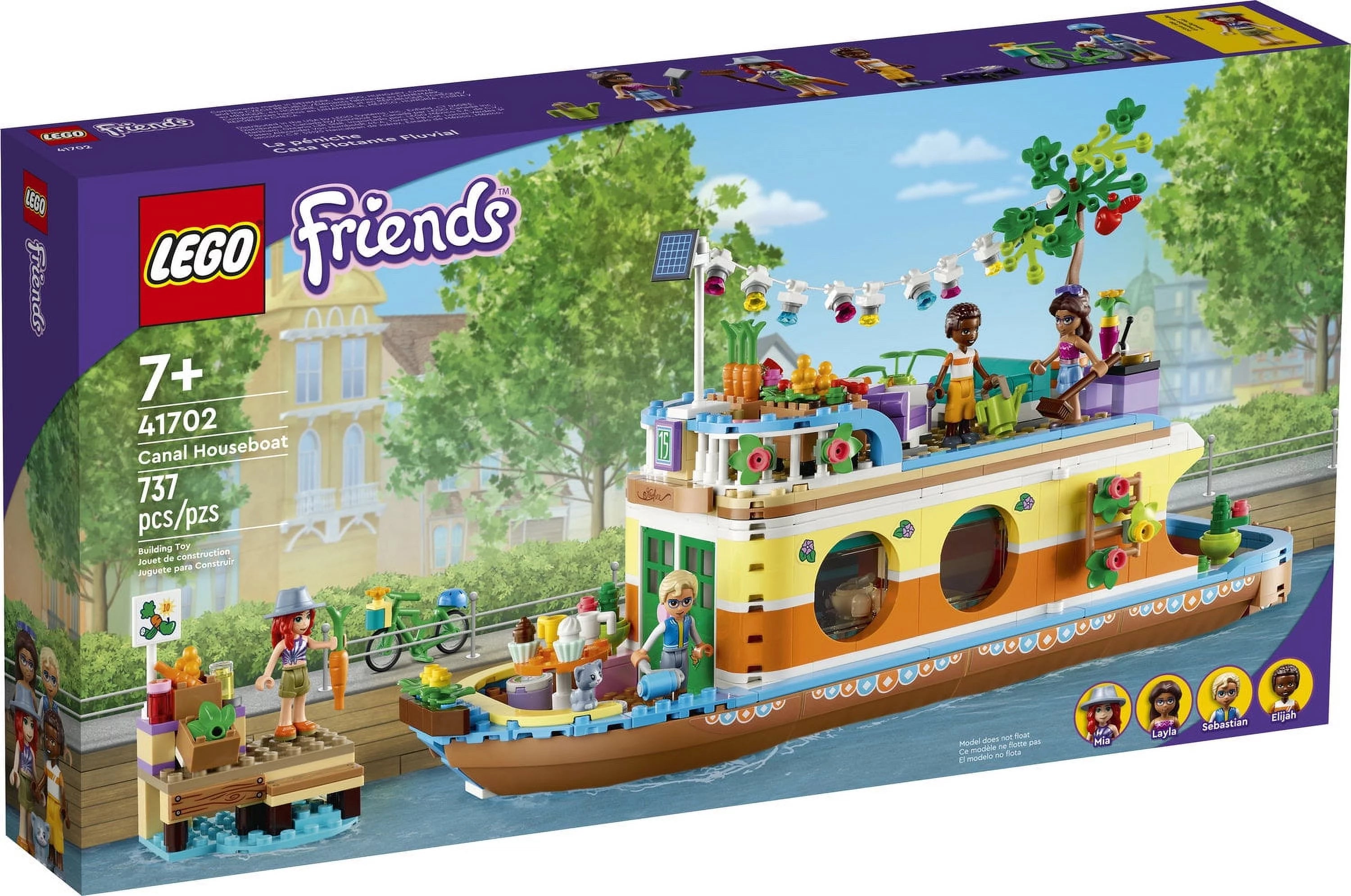 LEGO Friends Casa Flotante en el Canal 41702 Kit de Construcción; Incluye 4 Mini Muñecas, incluyendo a Mia, y 1 Animal de Juguete; Regalo de Cumpleaños para Niños de 7 años en adelante (737 piezas)