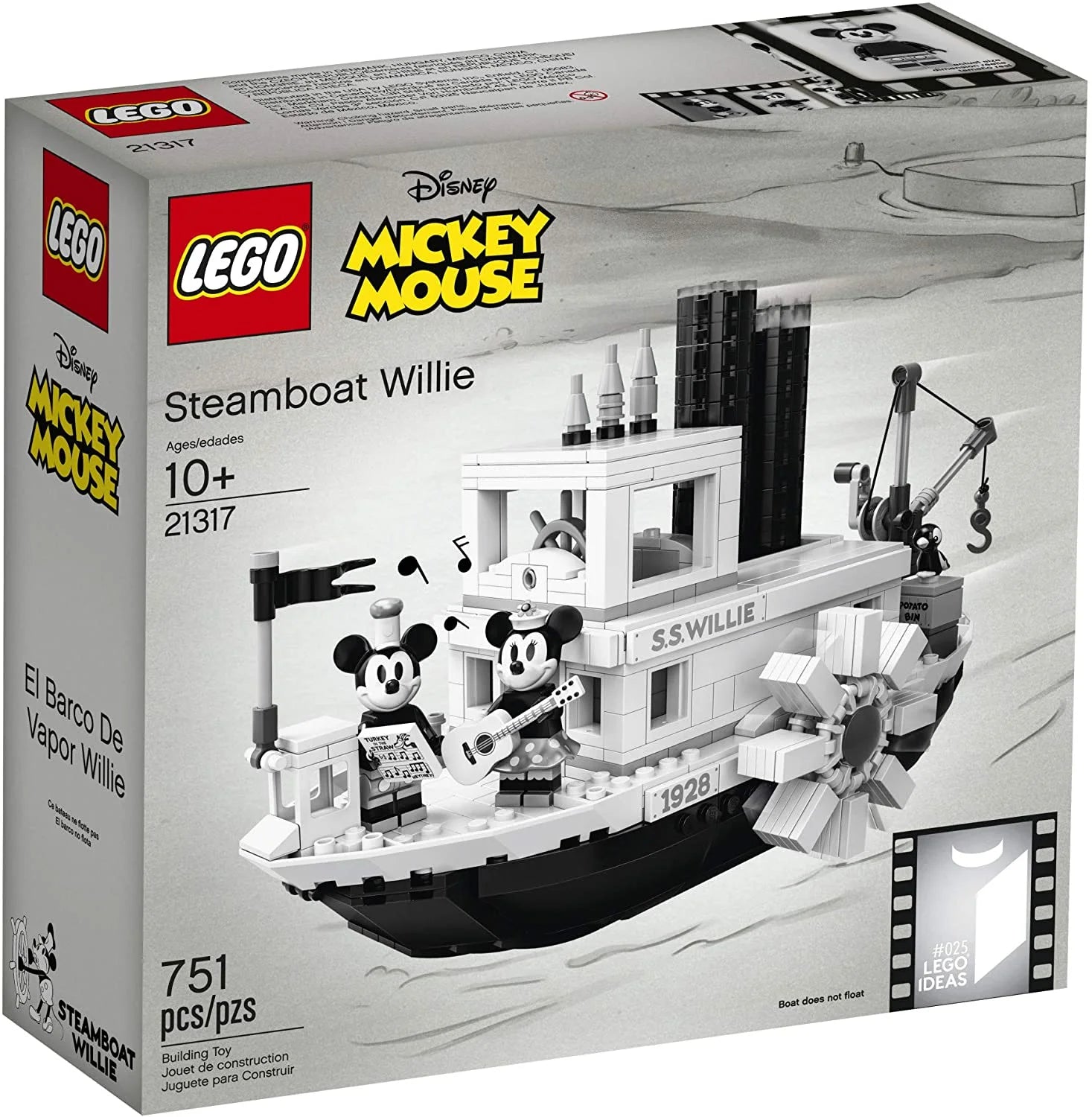 LEGO Ideas 21317 Disney Steamboat Willie – Set de Construcción (751 Piezas)