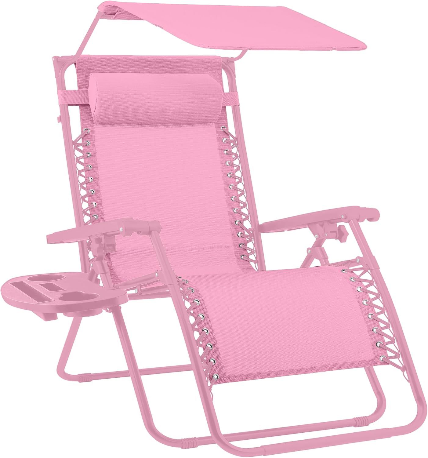 Best Choice Products – Silla Reclinable de Patio con Gravedad Cero, Ajustable y Plegable para Exteriores con Dosel, Almohada Cervical y Bandeja Lateral, Textileno – Azul Pavo Real