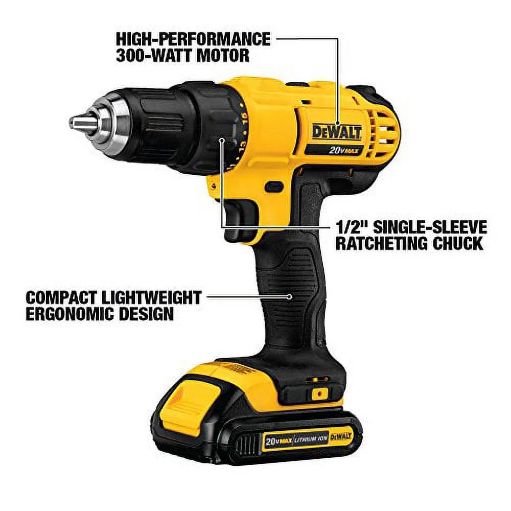 2025 DEWALT DCK240C2 Kit Combinado 20V MAX Taladro y Atornillador de Impacto Inalámbricos con (2) Baterías de 1,3 Ah, Cargador y Bolsa