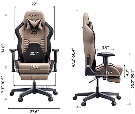 Silla de Oficina Gaming AutoFull con Soporte Lumbar Ergonómico, Estilo Racing, Cuero PU, Alta Respalda, Silla Giratoria Ajustable para PC