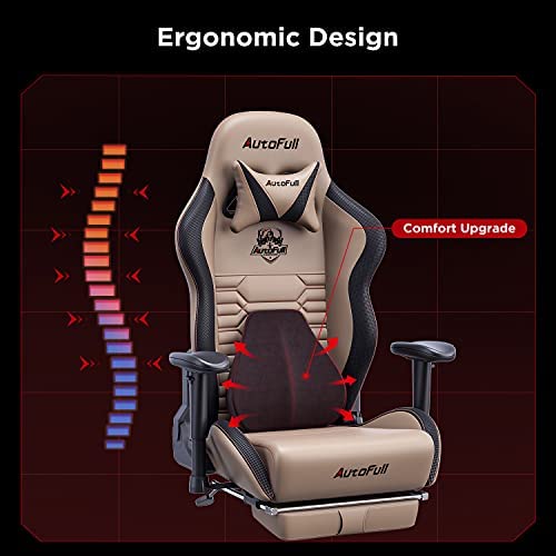 Silla de Oficina Gaming AutoFull con Soporte Lumbar Ergonómico, Estilo Racing, Cuero PU, Alta Respalda, Silla Giratoria Ajustable para PC