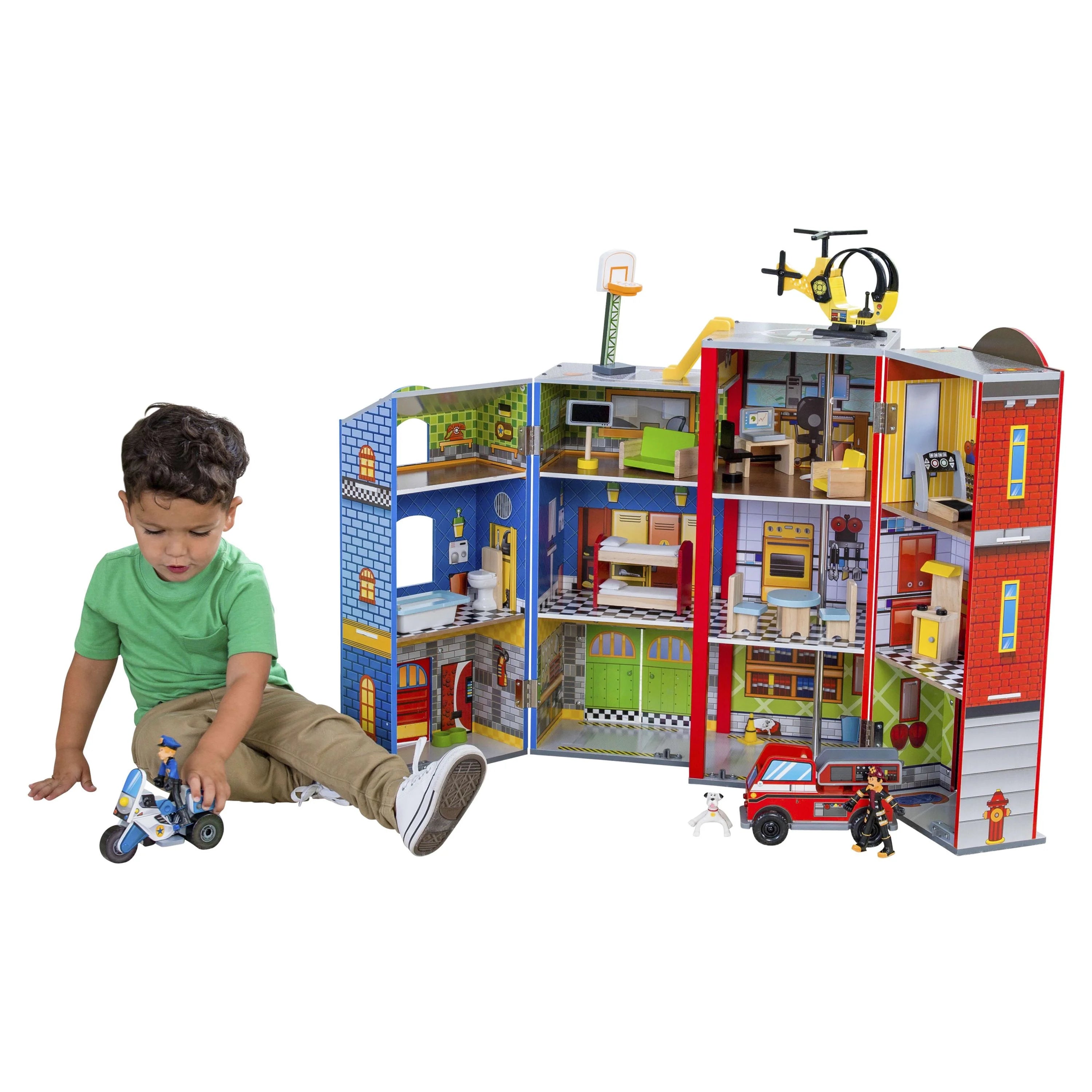 Conjunto de Juego KidKraft Everyday Heroes de Madera Plegable con 26 Piezas