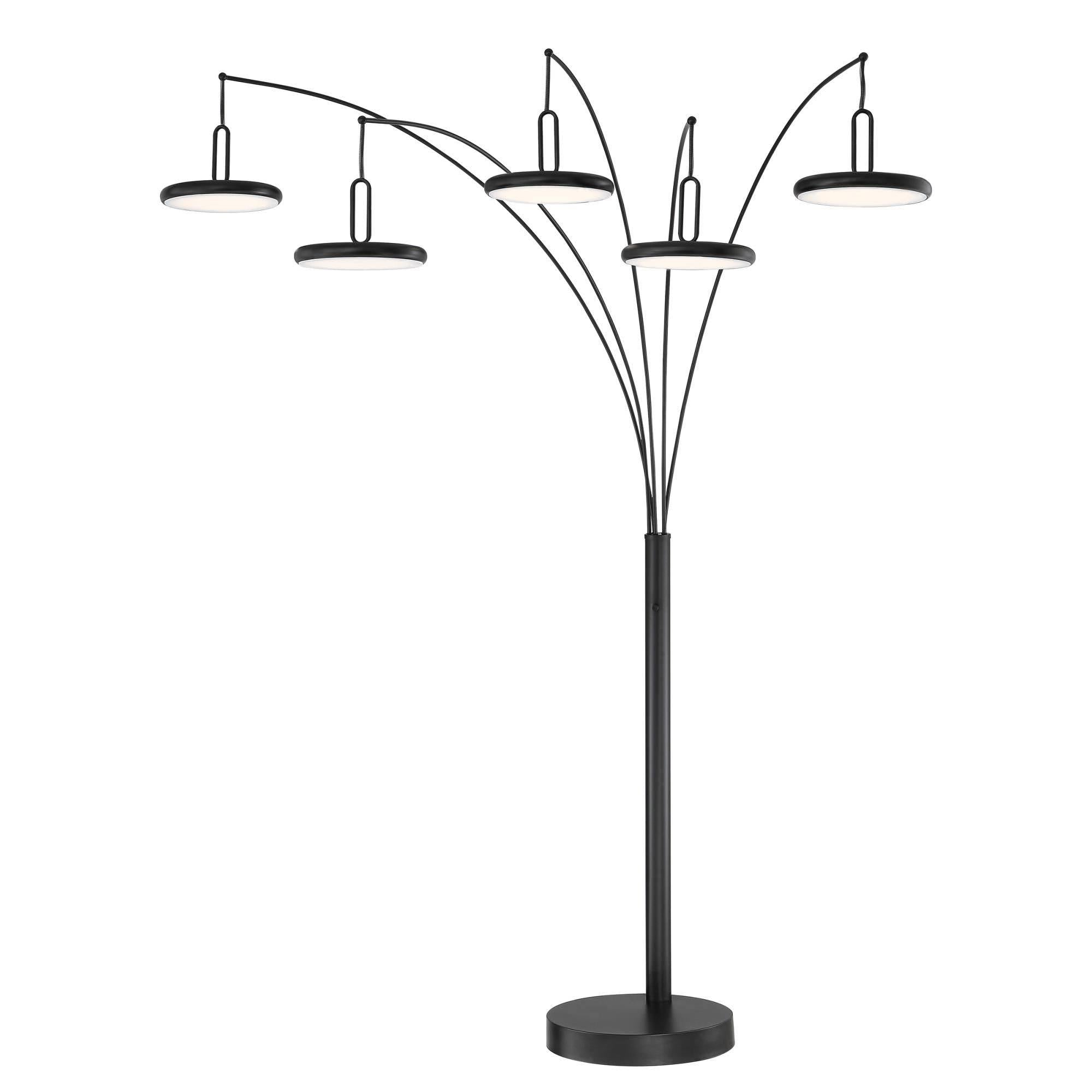 LS-83279BLK Sailee – Lámpara de Piso Arco de 90 pulgadas, 75W, 5 luces LED