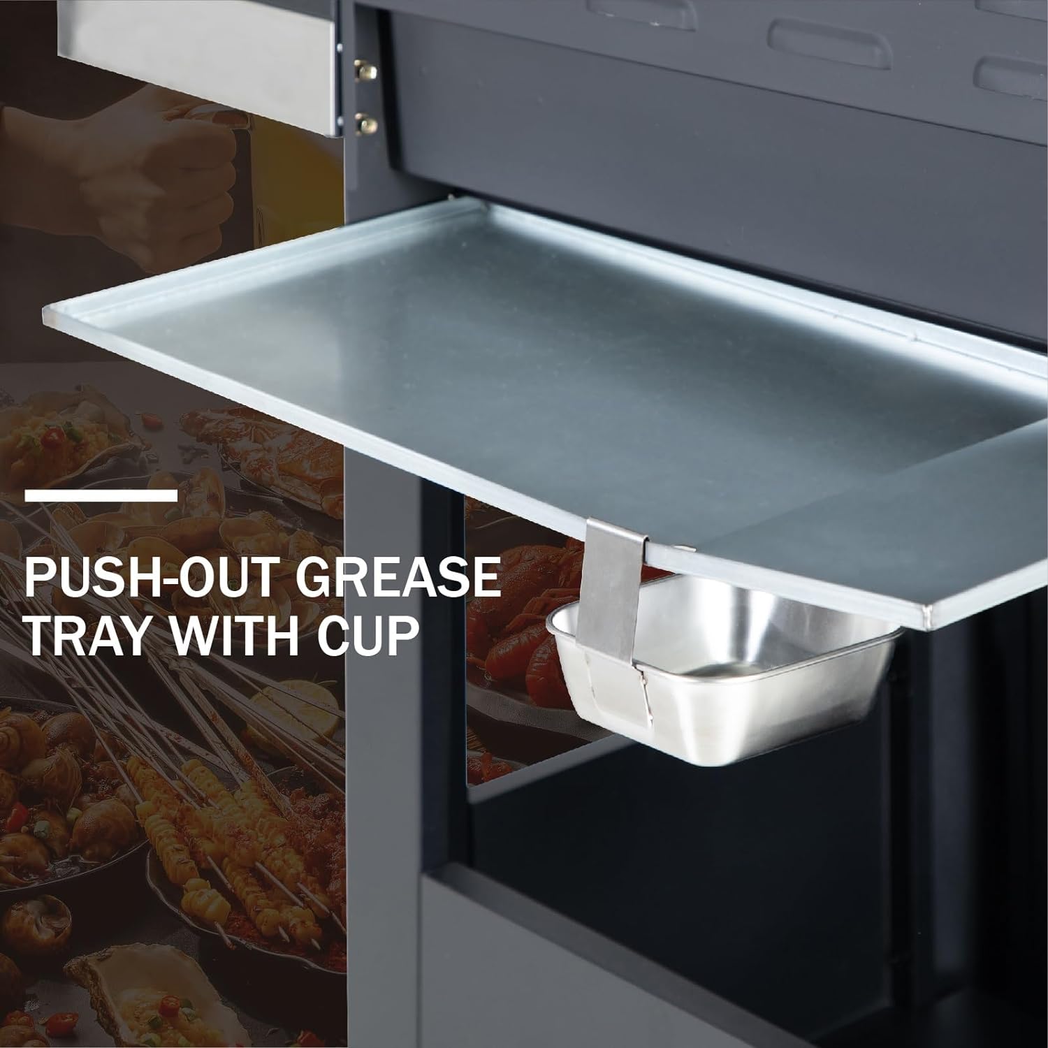 2025 Parrilla a Gas con Quemador Lateral y Parrilla de Hierro Fundido Esmalte Porcelánico 42,000 BTU, Parrilla Portátil de Acero Inoxidable, Propano