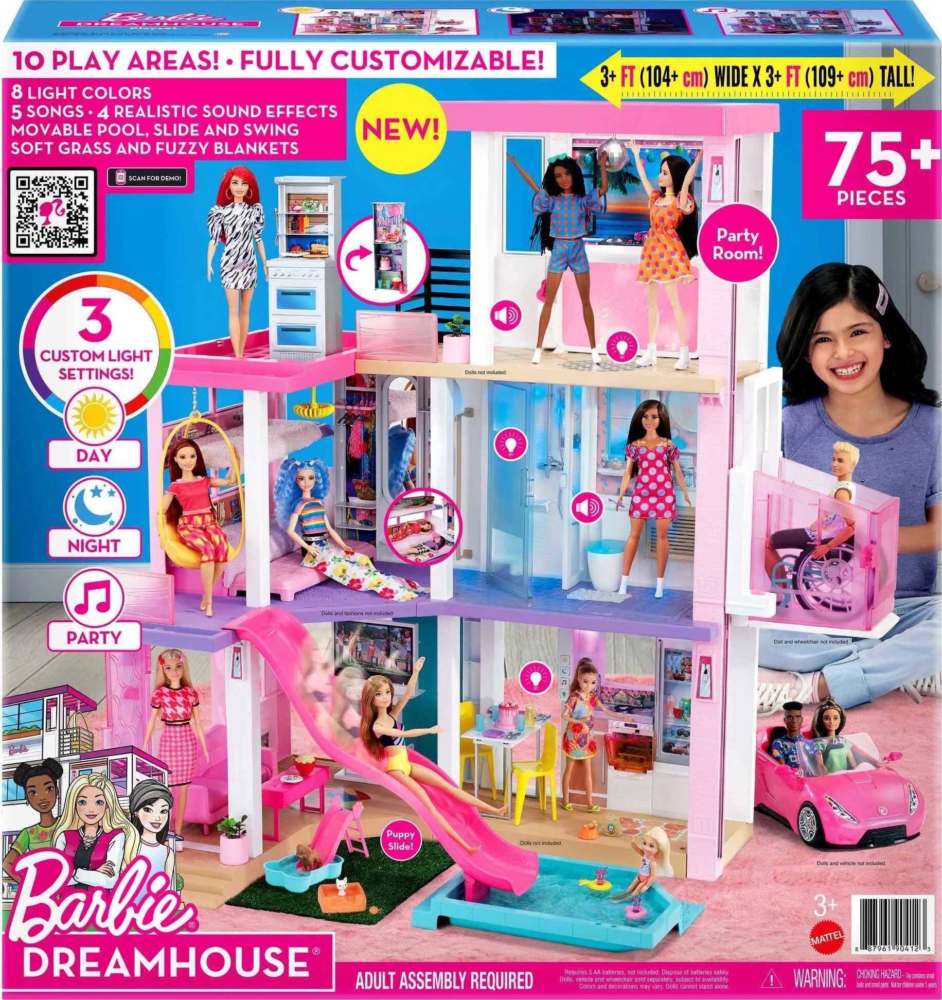 Set de Juego Casa de Ensueño Barbie con 10 Áreas de Juego, Más de 75 Muebles y Accesorios, Luces y Sonidos