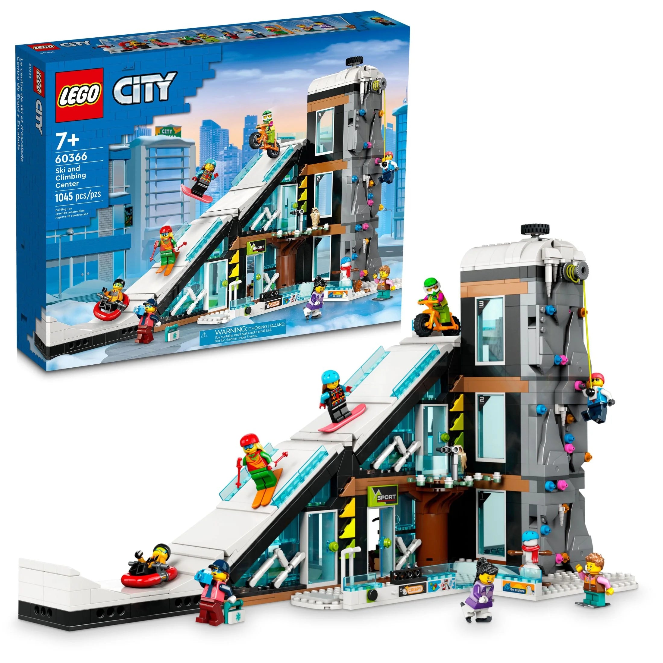 LEGO City Centro de Esquí y Escalada 60366 Set de Construcción, Edificio de 3 Niveles con Pista de Esquí, 8 Minifiguras y 2 Figuras de Animales para Juego Imaginativo de Deportes de Invierno, Idea de Regalo Divertida para Niños y Fans del Esquí
