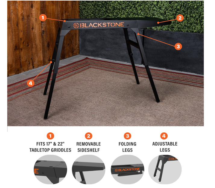 Soporte Universal para Plancha Blackstone de Acero Negro Rectangular