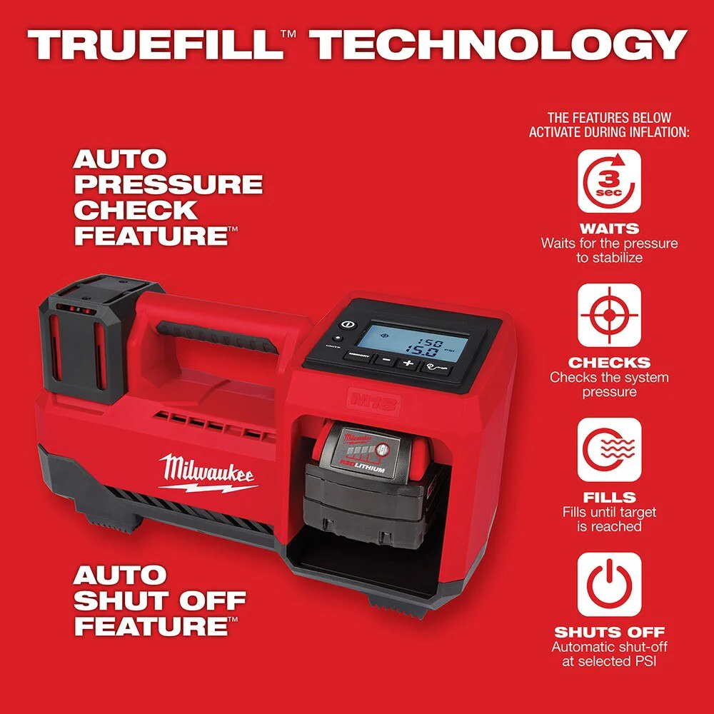 2025 Milwaukee 2848-20 M18 Inflador Compacto de Neumáticos, Solo Herramienta