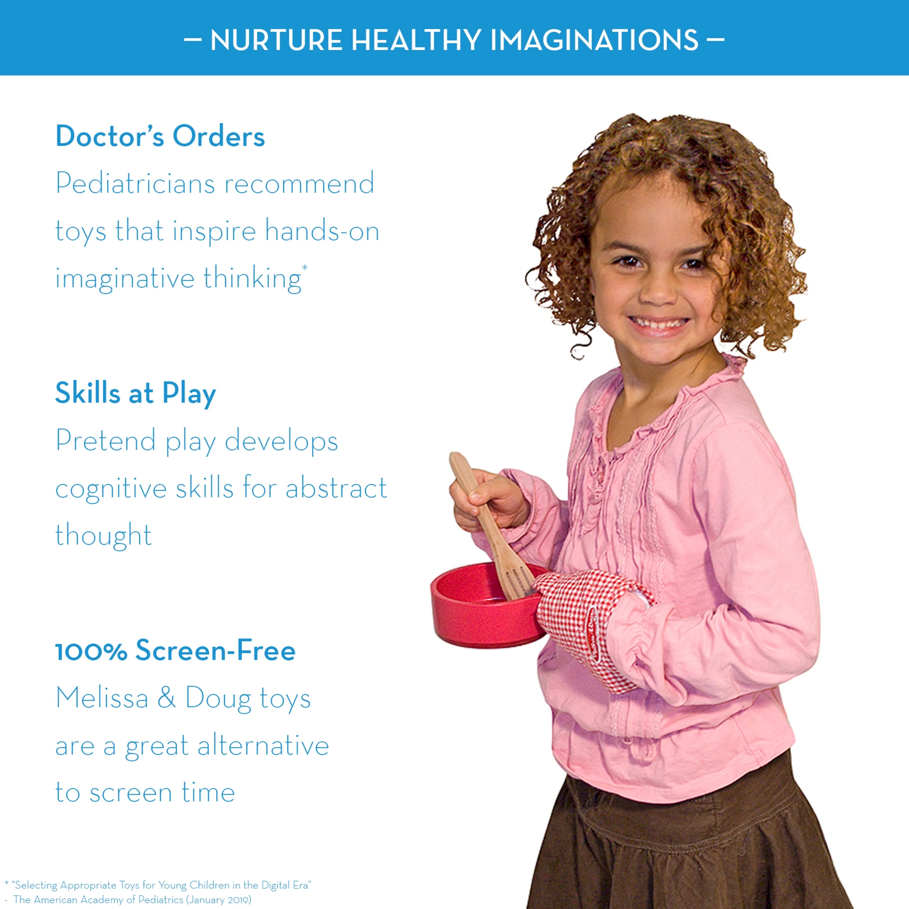 Melissa & Doug Set de Juego de Accesorios de Cocina de Madera Deluxe – Ollas y Sartenes (8 piezas)