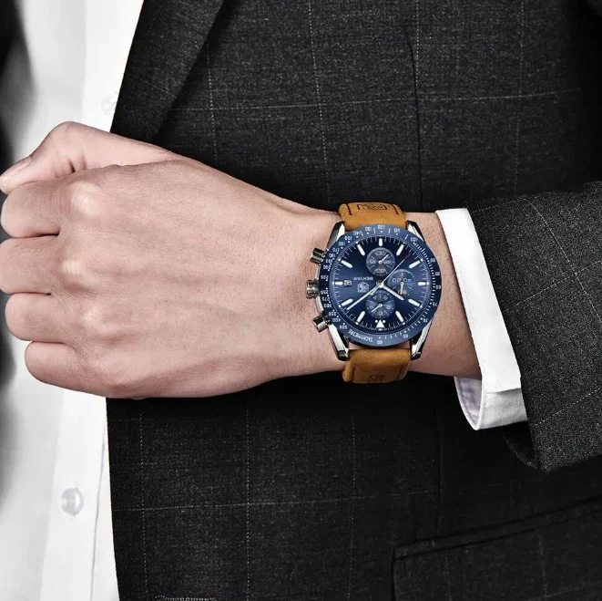 Reloj Hombre BENYAR BIETO Cl��sico-Sport Cuarzo Cuero Genuino, CAF�� Cristal Mineral BENYAR