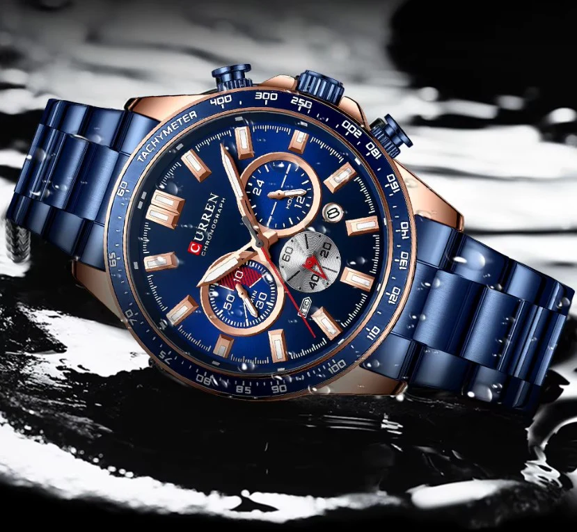 Reloj Hombre CURREN CLASH Cuarzo Acero Inoxidable Cristal Mineral ORIGINAL