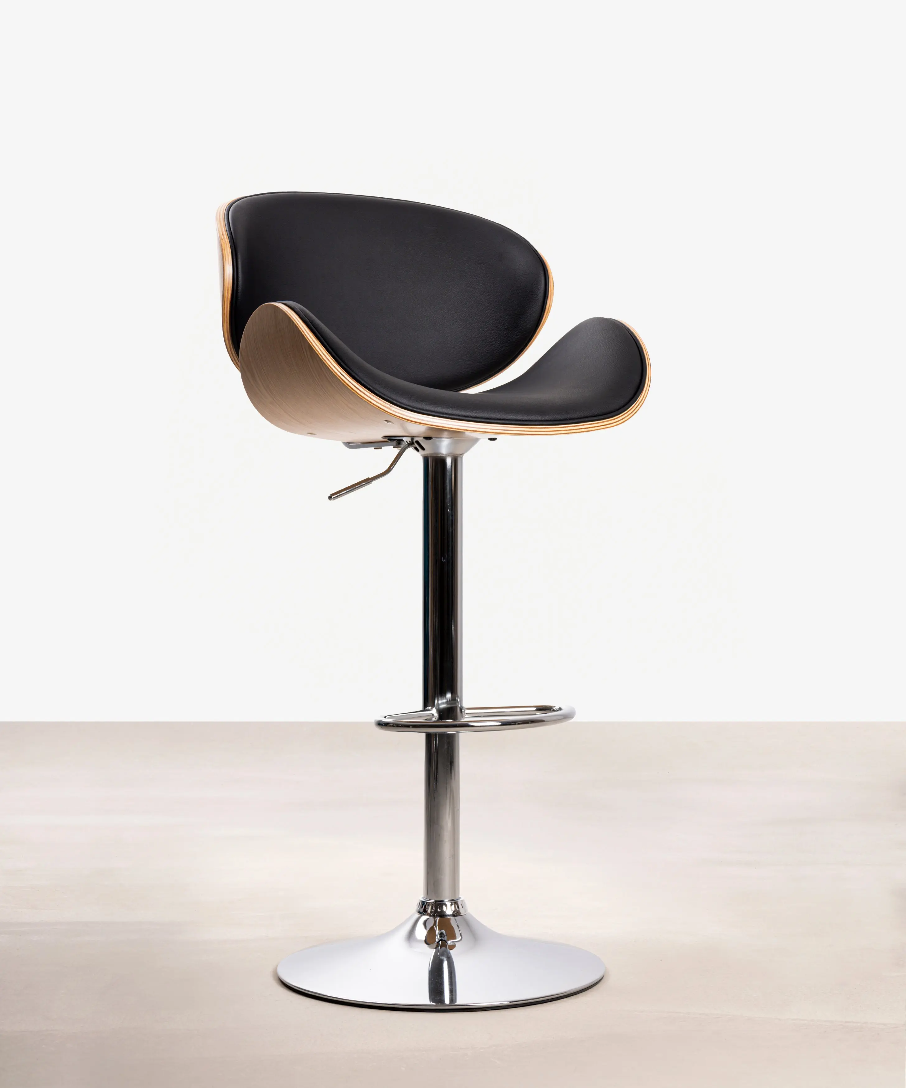 Taburete de Madera y Polipiel Regulable Shelley