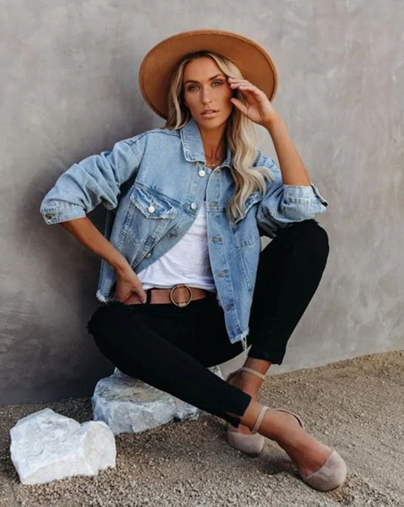 Dames Spijkerjas - 100% Katoen - Regular Fit - Met Borstzakken en Knopen Voorzijde