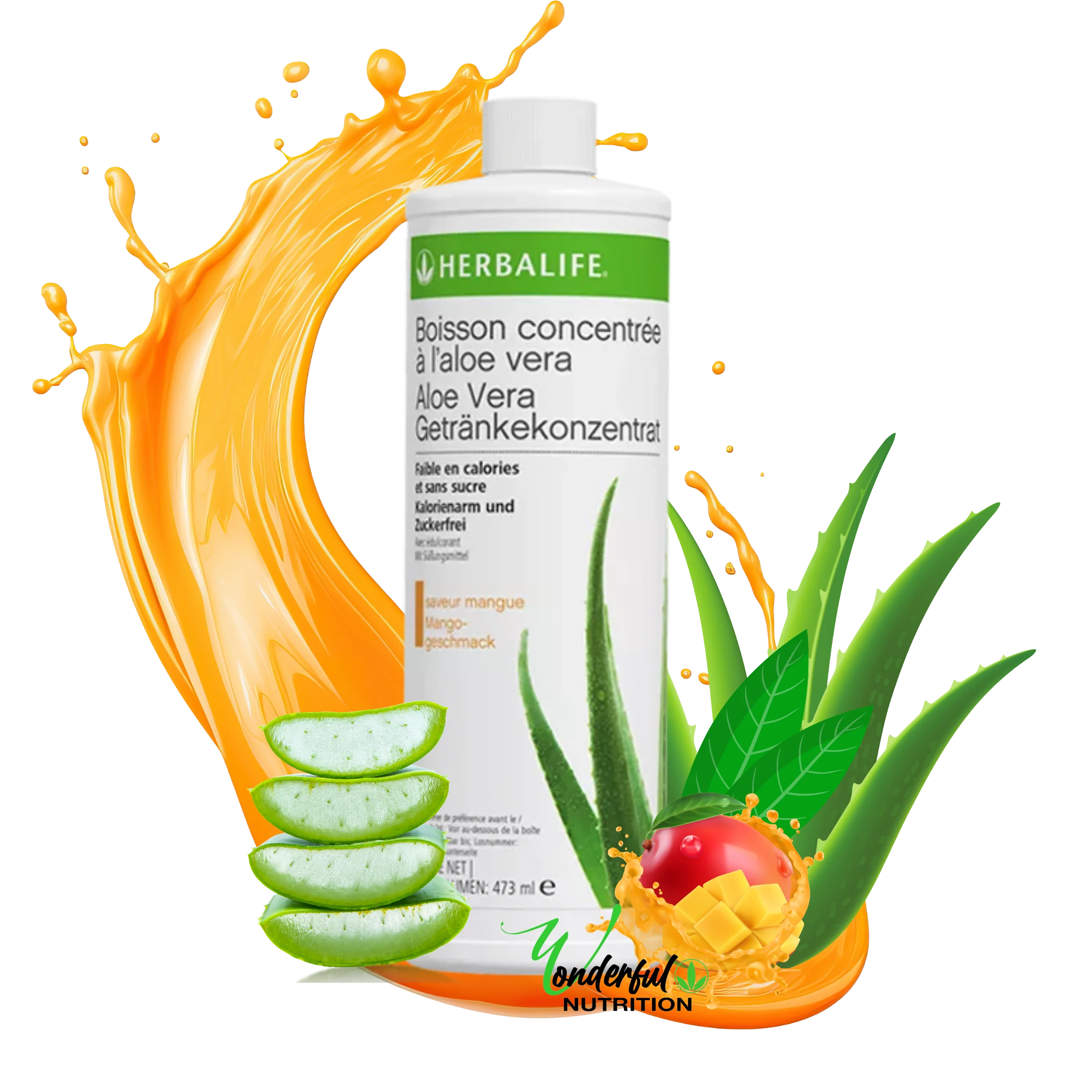 Boisson concentrée à l'aloe vera à base de jus d'aloe vera Mangue