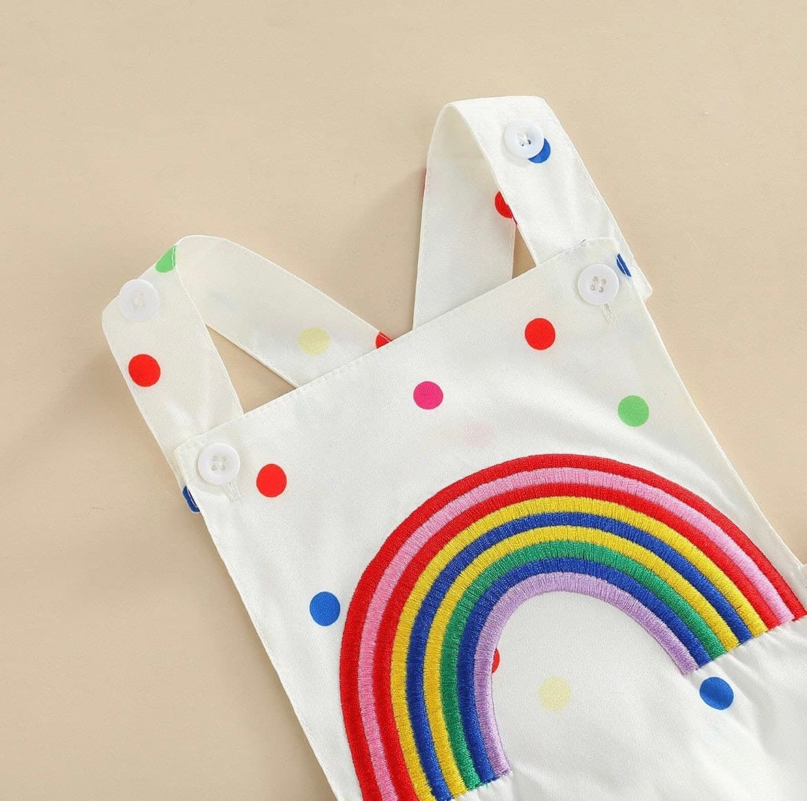 White Rainbow Polka Dot Dress