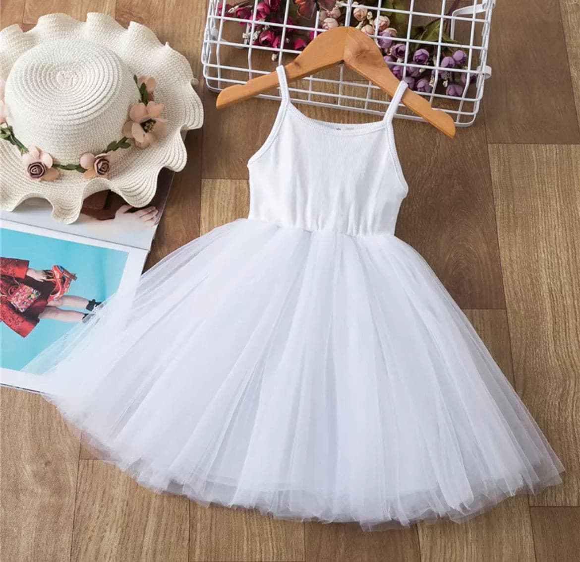 Mila- White Singlet Dress with Tulle Tutu