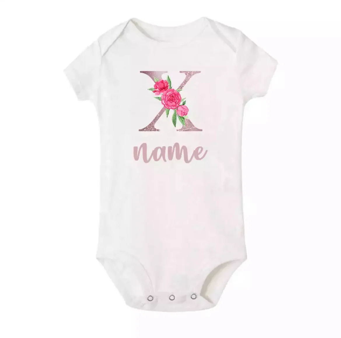 Personalised Baby Onesie - Pretty Pink LETTER + NAME