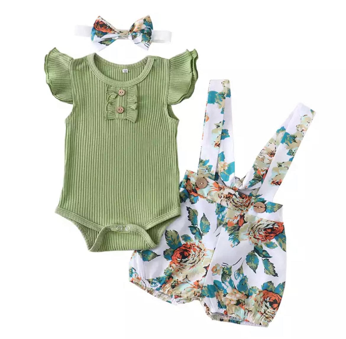 Coco - Floral Bloomer 3 piece Set - Green