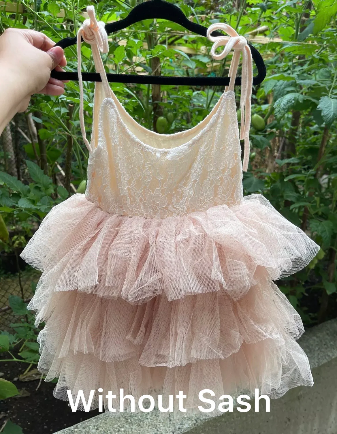 Delilah - Princess Lace & Tulle Dress with Floral Sash + Headband  - Ivory & Dusty Rose