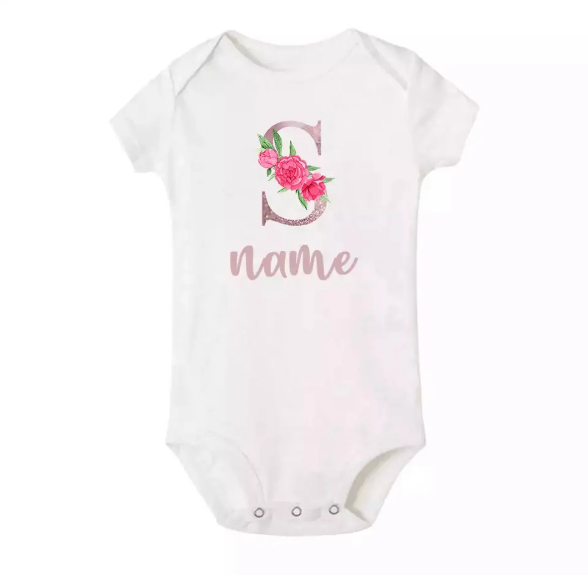 Personalised Baby Onesie - Pretty Pink LETTER + NAME