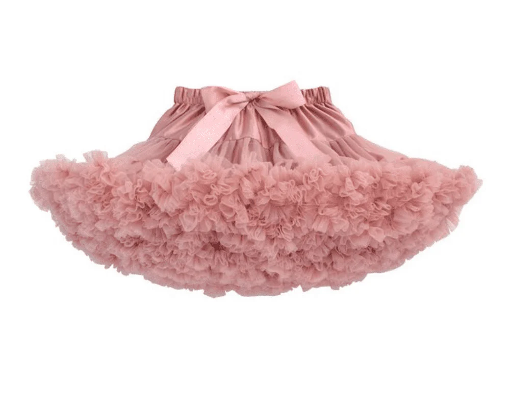 Dusty Pink Fluffy Layered Tutu Skirt - Girls Ballerina Pettiskirt