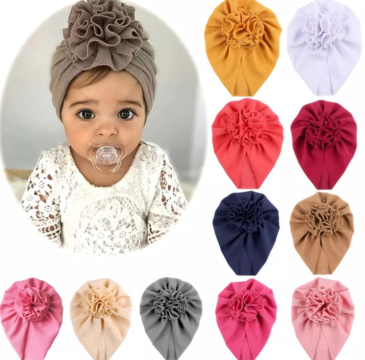 Ruched Flower Turban
