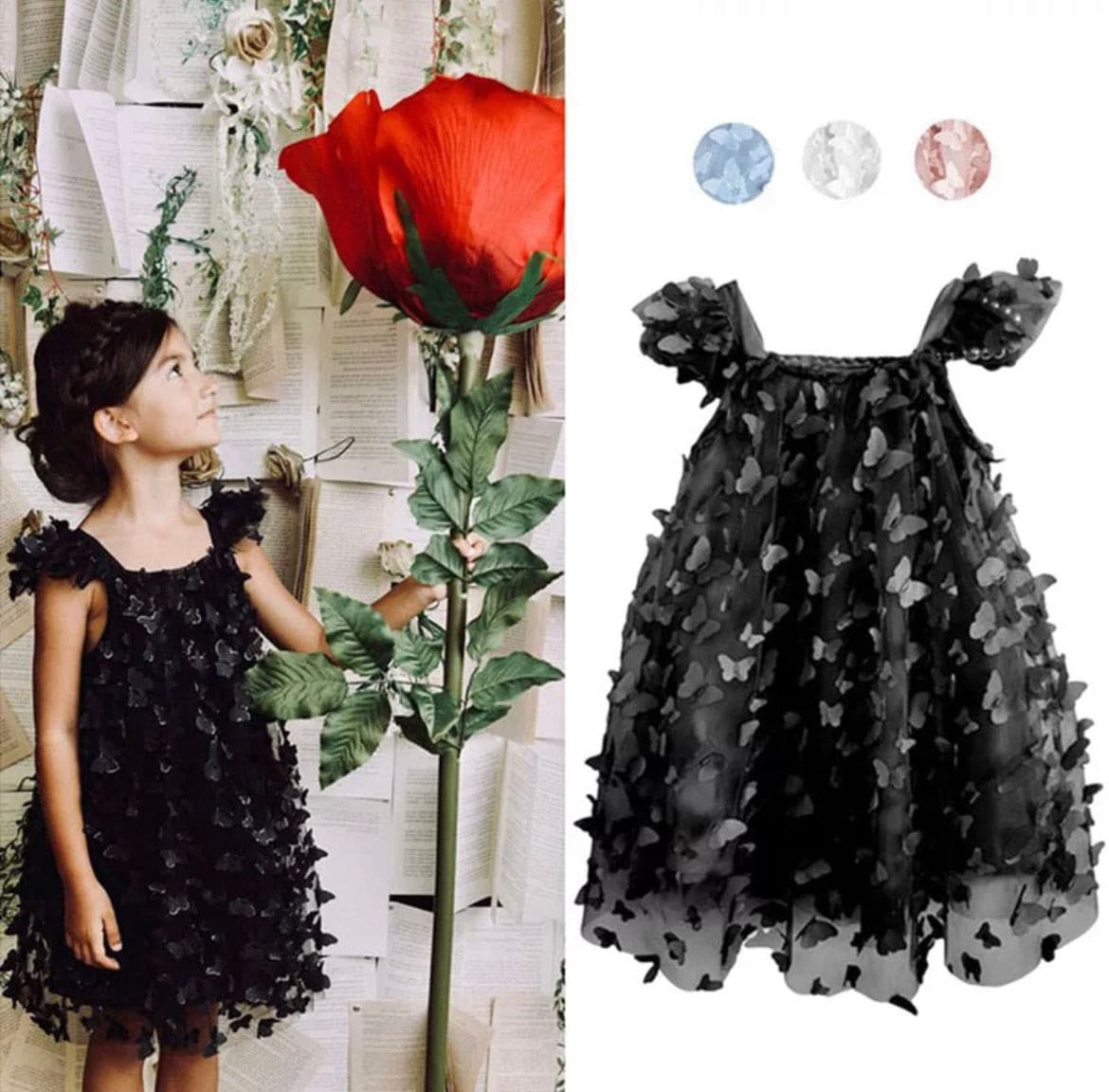 3D Butterfly Dress - Black