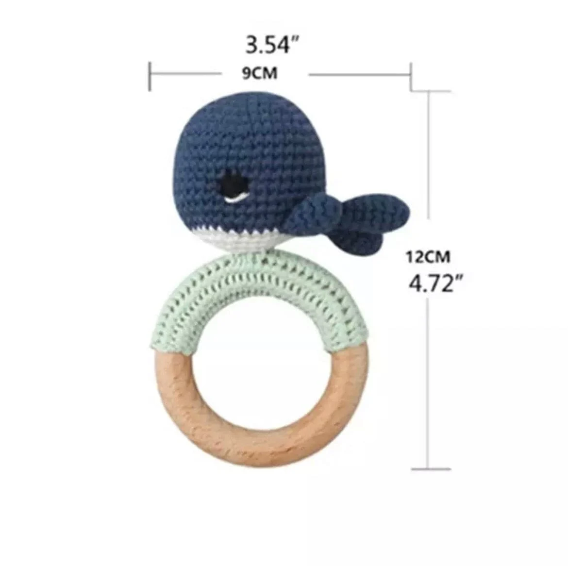 Crochet Baby Rattle Toy, Smooth Beech Wood Teething, Crochet Ring Soother