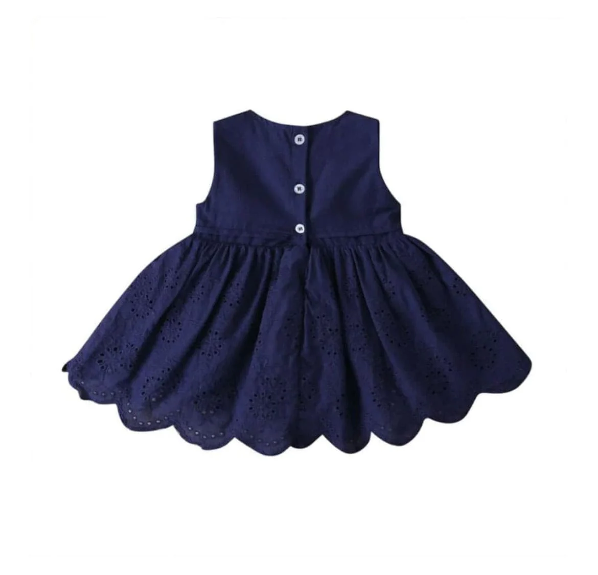 Alissa Scallop Edge Dress - Navy Blue