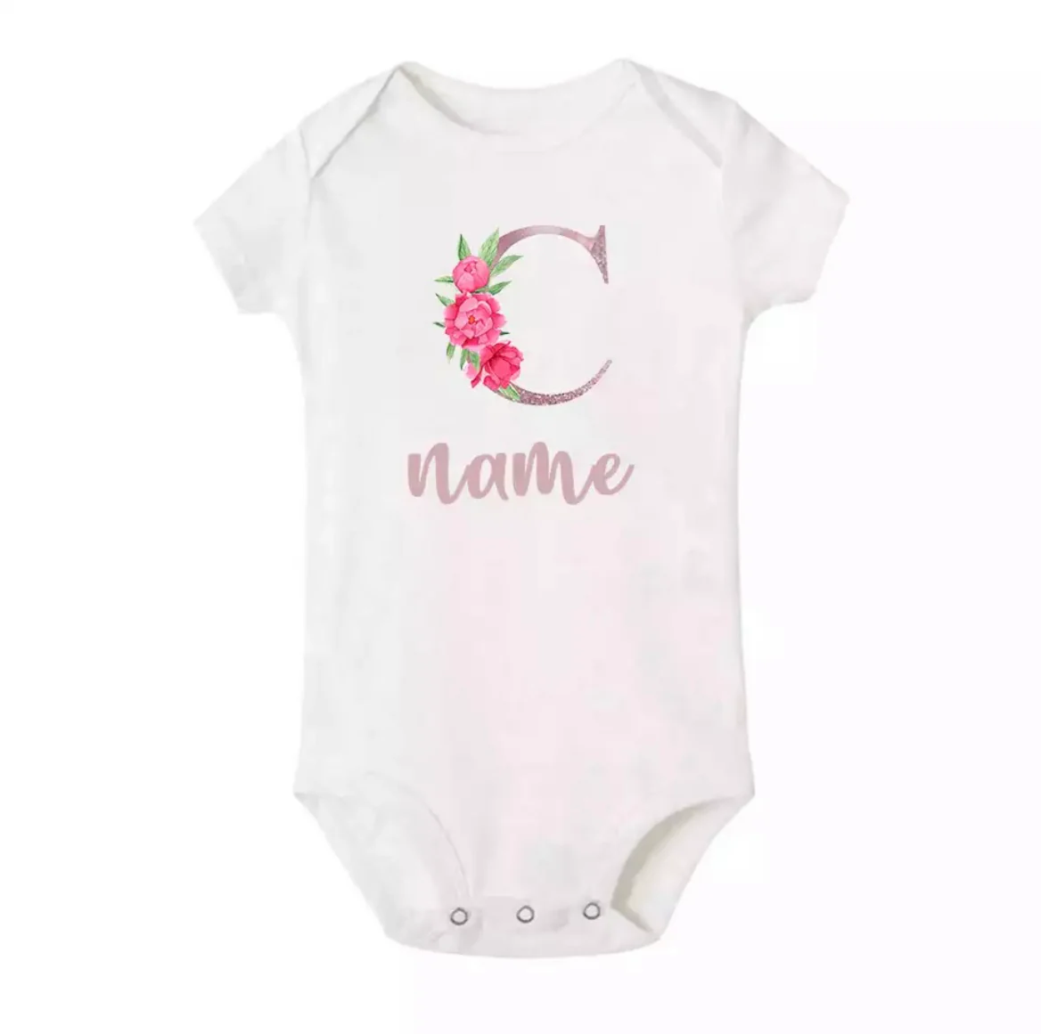 Personalised Baby Onesie - Pretty Pink LETTER + NAME