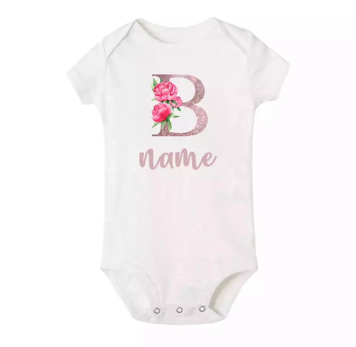 Personalised Baby Onesie - Pretty Pink LETTER + NAME