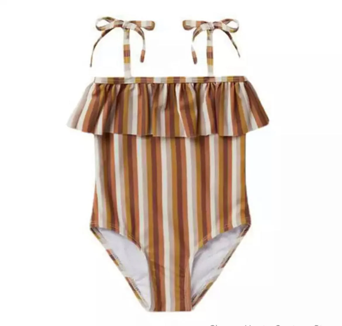 Girls Swimsuit , Stripes + Frills, from 12 months-12 years