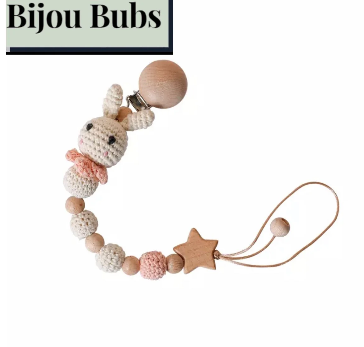 Crochet Pacifier / Dummy Clip , bunny rabbit