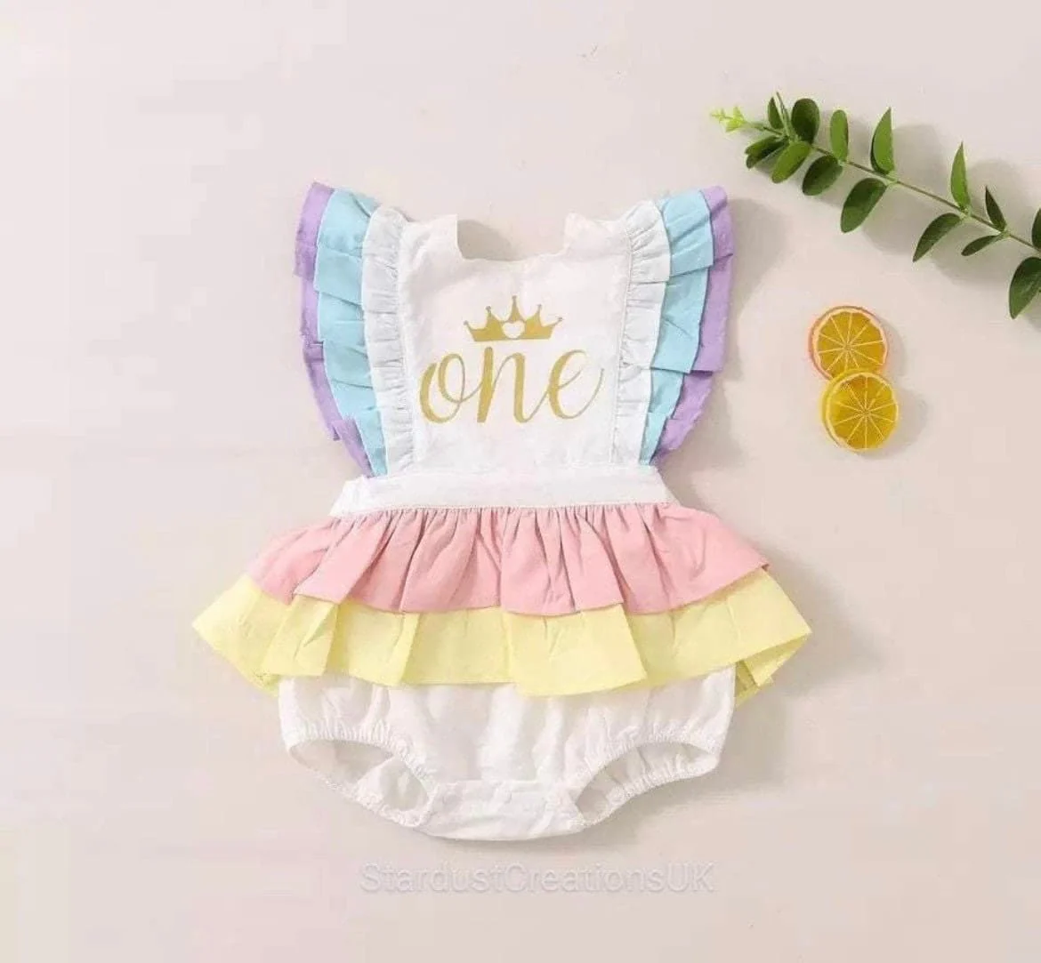 White baby girl romper for photo, Simple Smash cake outfit girl photoshoot, Cotton ruffle romper first birthday , rainbow first birthday