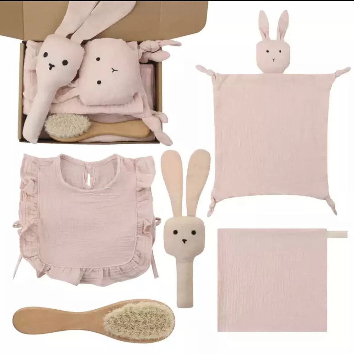 Unisex Baby Muslin Gift Set | Baby Muslin Cotton Bib  | Baby Shower Present | Dummy Gift Set | Dummy Clip Gift Set  | Baby Hamper