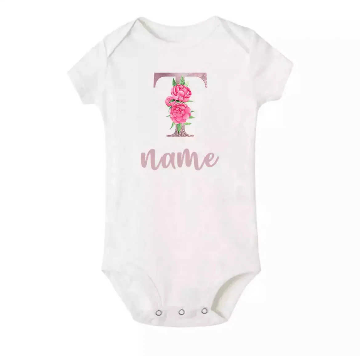 Personalised Baby Onesie - Pretty Pink LETTER + NAME