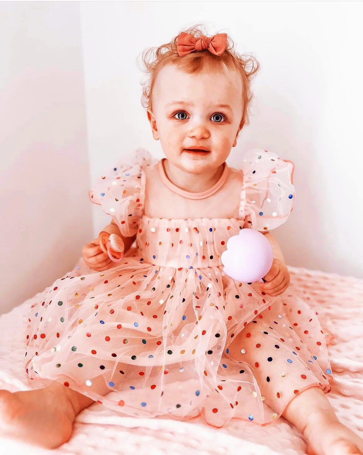 Girls Confetti Dress - Dusty Pink