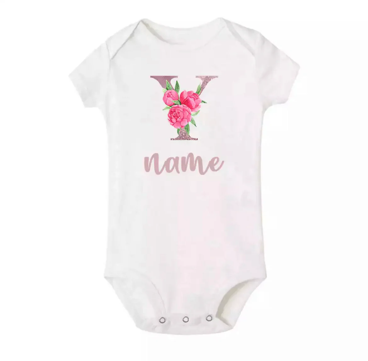 Personalised Baby Onesie - Pretty Pink LETTER + NAME