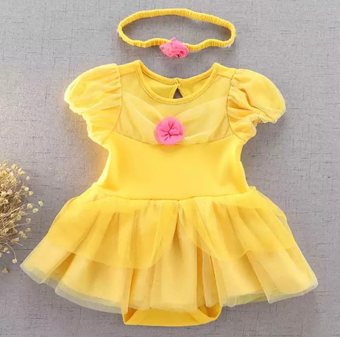 Belle - Baby Girl Costume - Beauty & The Beast , Yellow Tutu Costume Set