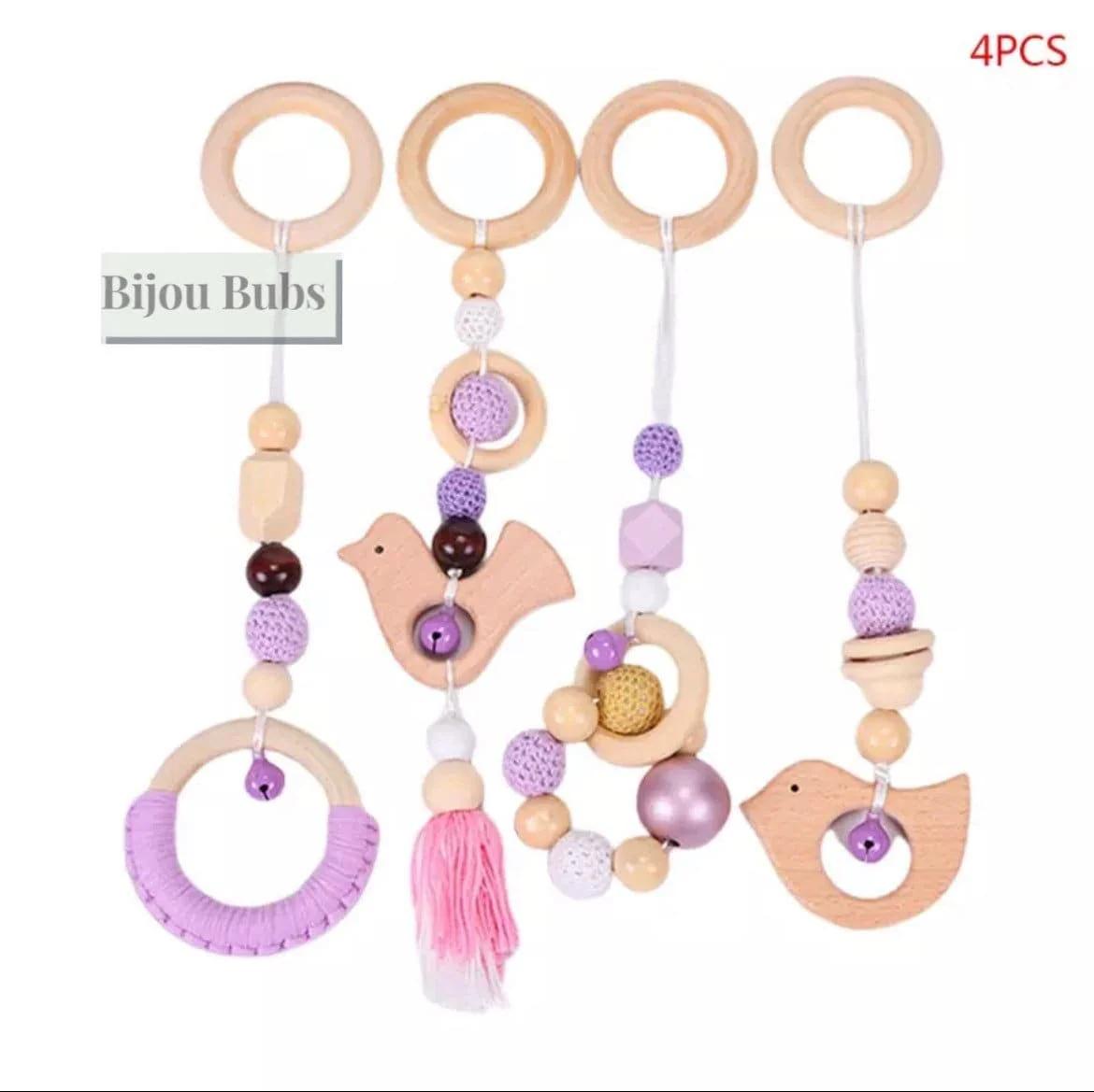 Wood Baby GymToys - Baby Gym Toys - Wood Play Gym Bird & Bell Toys ,Wooden play toys,  Natural wooden Montessori toys, Baby Gym Hanging Toys