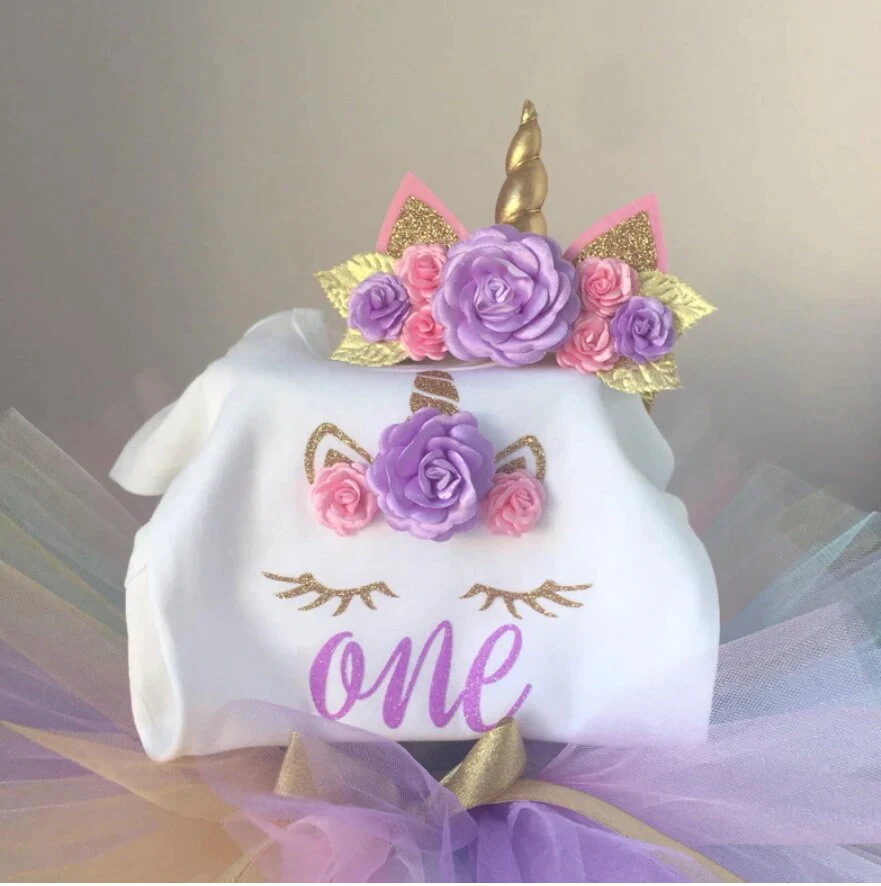 Purple Princess Unicorn First Birthday + Unicorn Crown