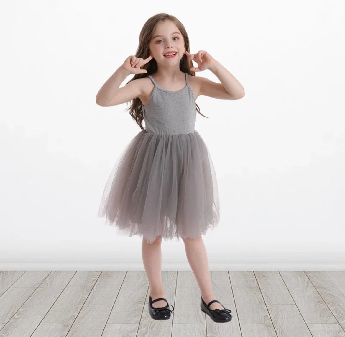 Mila - Grey Singlet Dress with Tulle Tutu