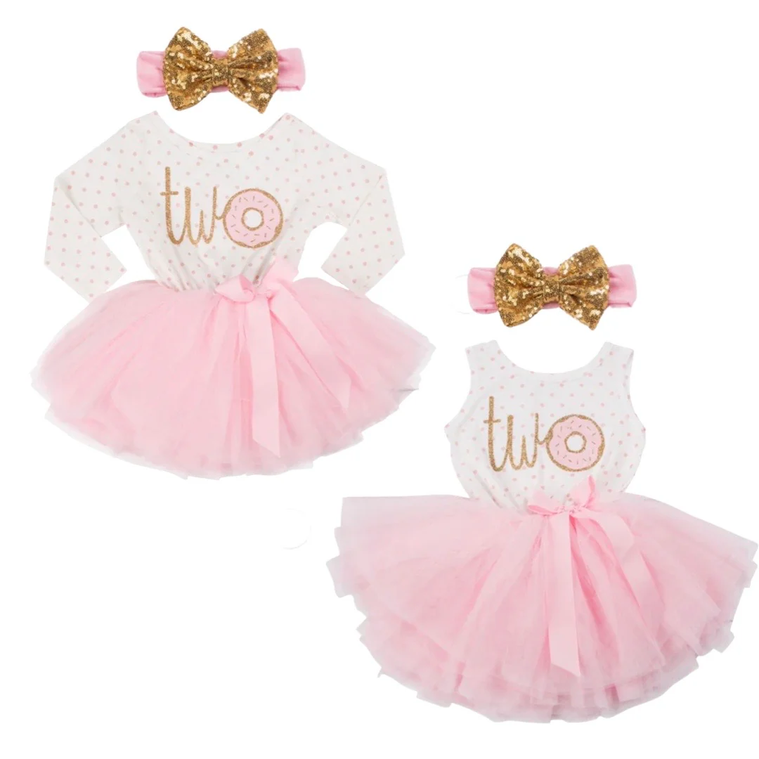 Baby Girl Donut & Polka Dot - Second Birthday Tutu Dress Outfit