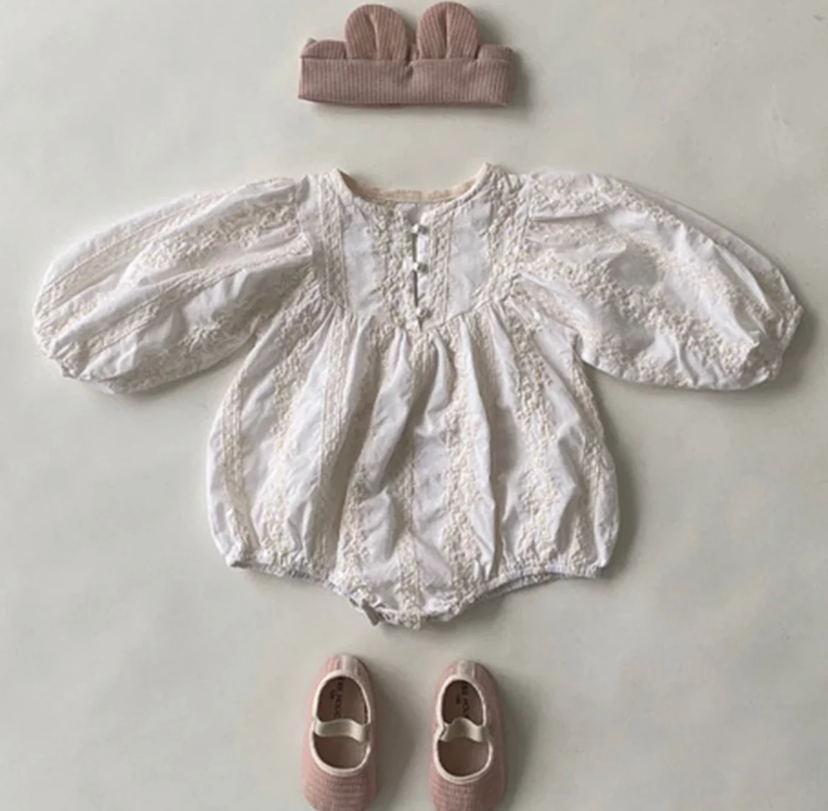 Giselle - Embroidered Romper - Long Sleeve