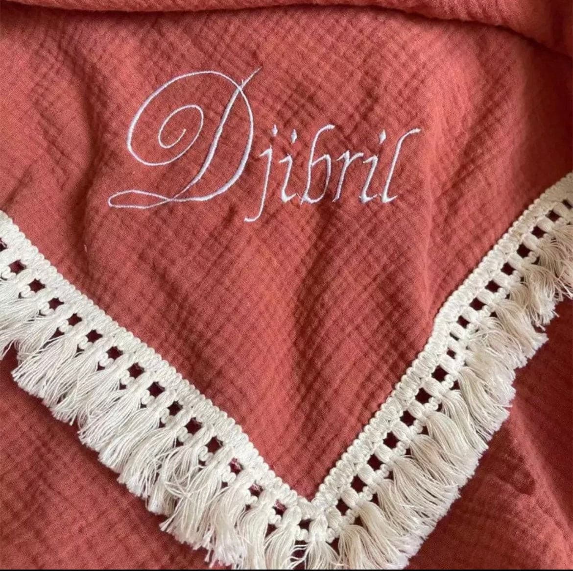 Personalised Baby Blanket in Muslin with Tassels