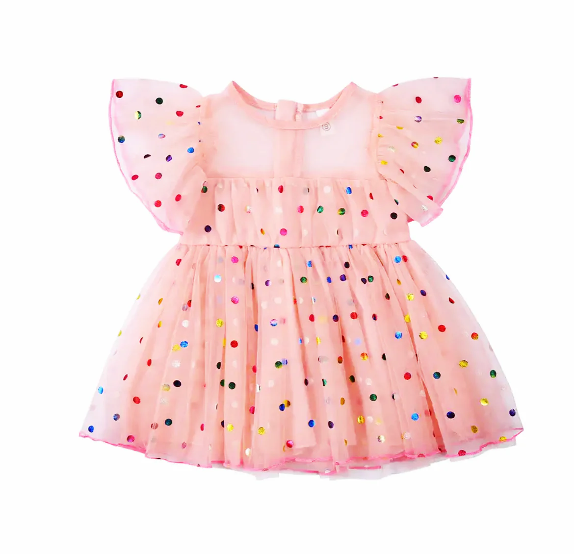 Girls Confetti Dress - Baby Pink